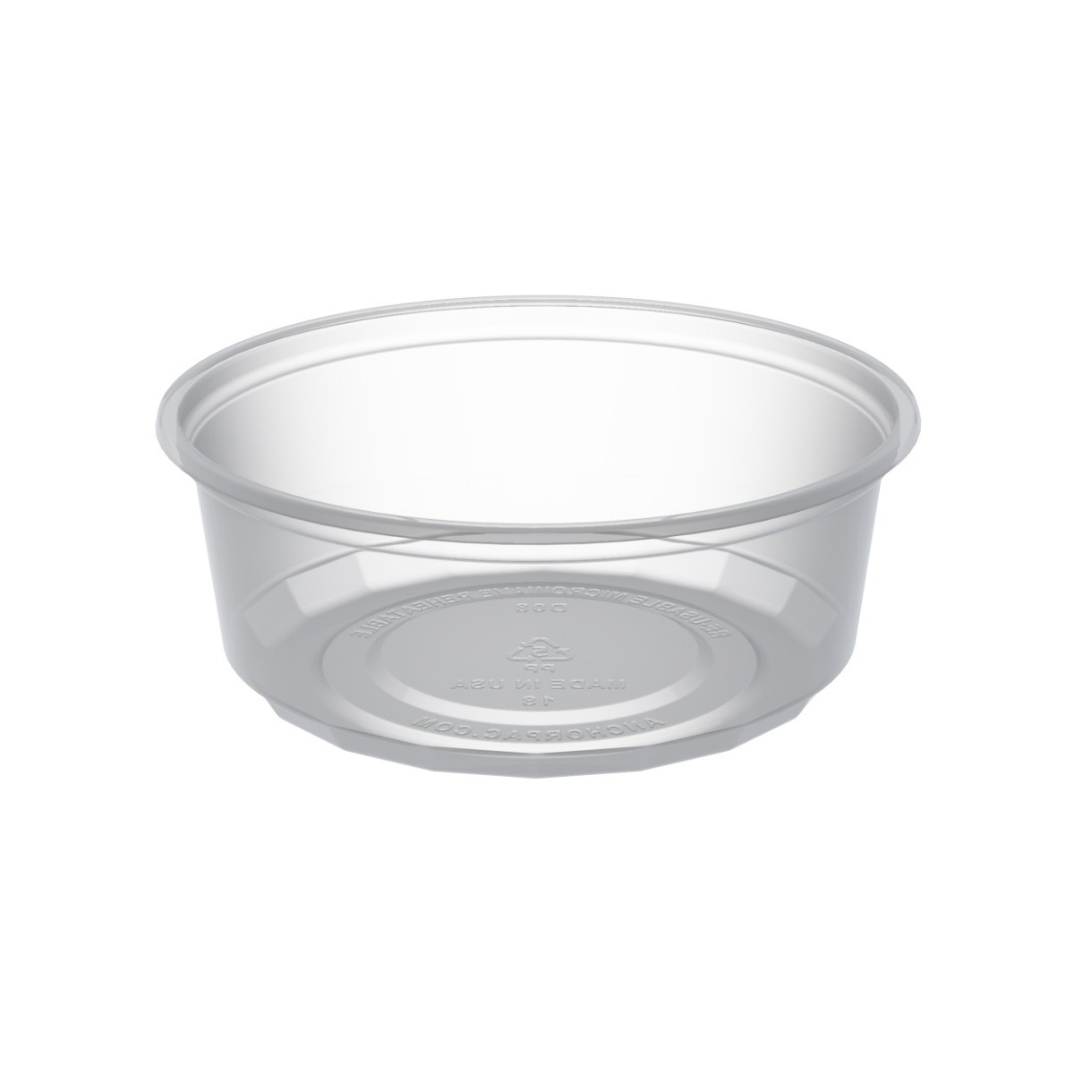 Anchor Packaging D08CR Deli Container, Polypropylene, 8oz, Clear (Case of 500)
