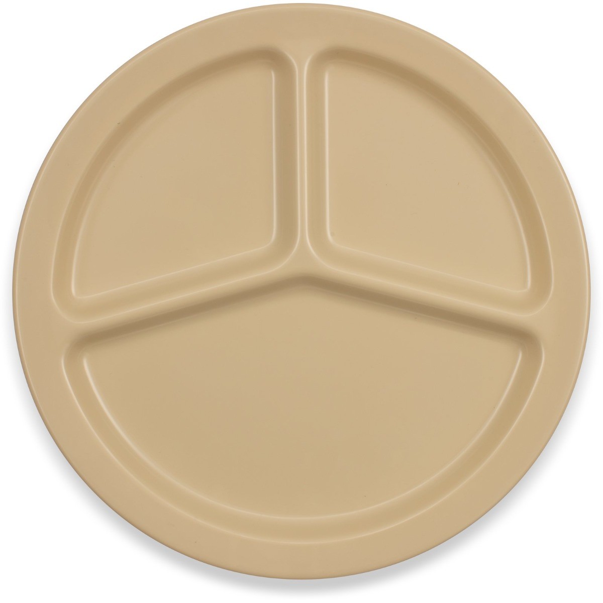 Carlisle KL10225 Kingline Melamine 3-Comp Narrow Rim Plate, 10", Tan (Case of 48)