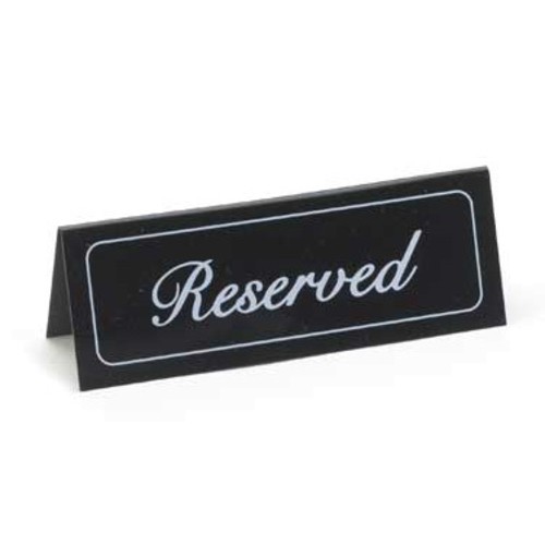 Cal-Mil 285 "Reserved" 5 3/4x2 Black Vinyl Message Tent