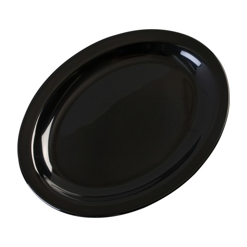 Carlisle KL12703 Kingline™ Melamine Oval Narrow Rim Platter, 12"X9", Black