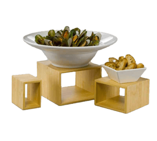 American Metalcraft BAMRN1 Natural Bamboo Riser Set