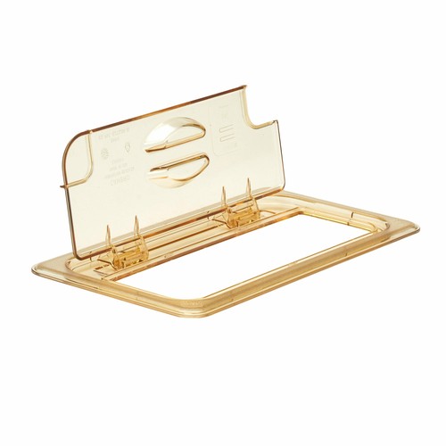 Cambro 30HPLN150 H-Pan High Heat Food Pan Flip Lid w/ Notch, 1/3 Size, Amber