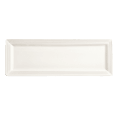World Tableware SL-26S Slate Carved Rim Rectangular Plate, 12"X8", Bright White (Case of 12)