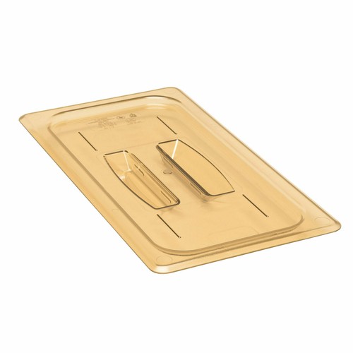 Cambro 30HPCH150 H-Pan High Heat Food Pan Lid w/ Handle, 1/3 Size, Amber