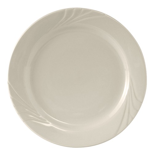 Tuxton YEA-102 Monterey Wide Rim Plate, 10-1/4", Eggshell (Case of 12)