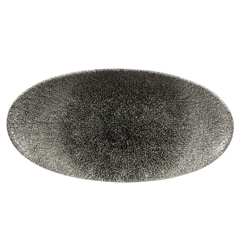 Churchill RKBQOV301 Raku Oval Chefs Plate, 11-4/5"X5-3/4, Quartz Black (Case of 12)