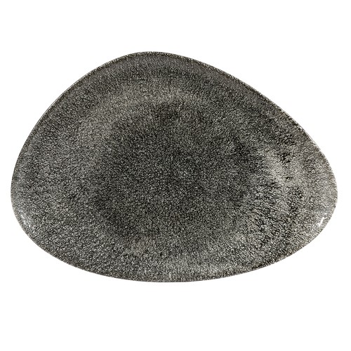Churchill RKBQTC361 Raku Triangle Chefs Plate, 14"X9-3/4", Quartz Black (Case of 6)