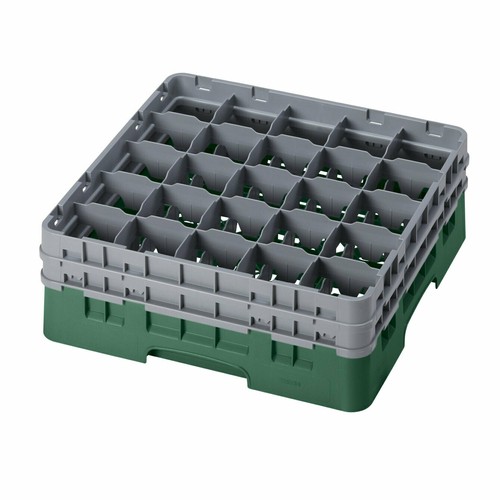Cambro 25S534119 Plate Rack, 25-Compartment w/ 2 Extensions, Sherwood Green