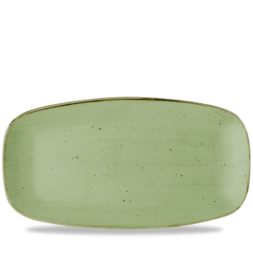 Churchill SSASXO141 Stonecast Chefs Oblong Plate, 13 7/8"X7-3/8", Sage Green (Case of 6)