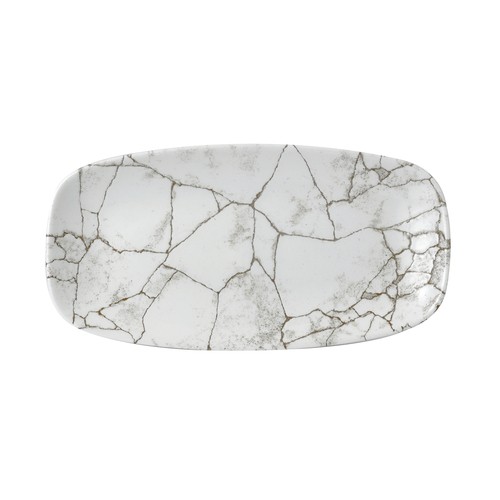 Churchill KTAGXO111, Kintsugi Chefs Oblong Plate, 11-3/4"X6", Agate Grey (Case of 12)