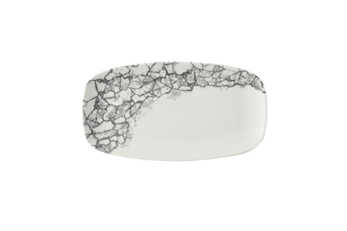 Churchill KAQBXO141 Kintsugi Chefs Oblong Plate, 13-7/8"X7-3/8", Quartz Black (Case of 6)