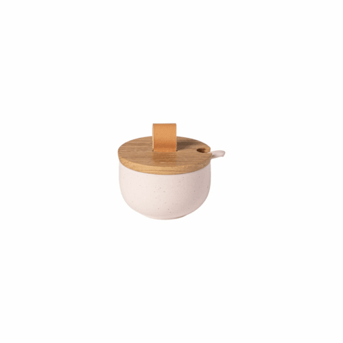 Costa Nova XOXS02-MRS Pacifica Sugar Bowl w/ Wood Lid, Marshmallow (Case of 1)