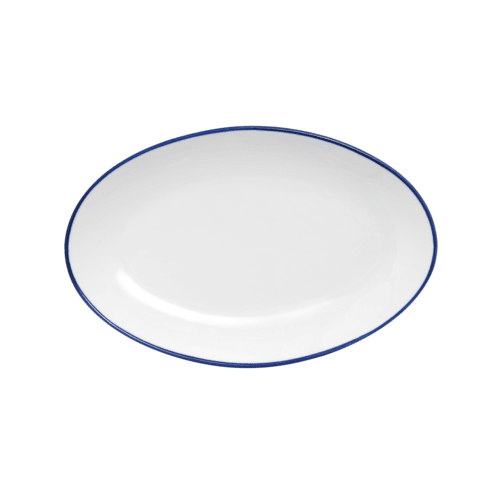 Mikasa 5256515 Bistro Pinstripe 11-3/4"X7-1/2" Entree Plate, White w/ Blue Band
