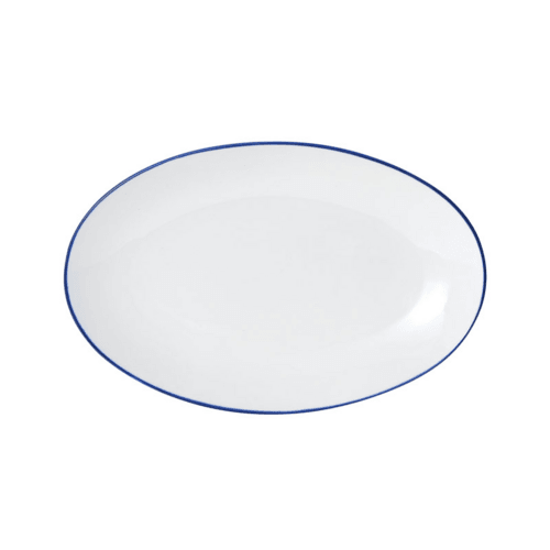 Mikasa 5256517 Bistro Pinstripe 13-3/4"X8-7/8" Entree Plate, White w/ Blue Band
