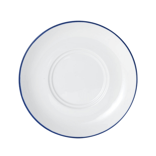 Mikasa 5256526 Bistro Pinstripe 6-3/4" Saucer, White w/ Blue Band