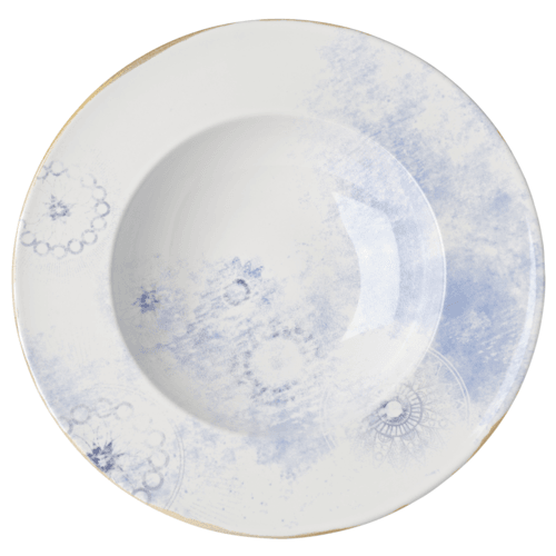 Mikasa 5308775 Serefina 16oz Stoneware Coupe Bowl, White w/ Blue