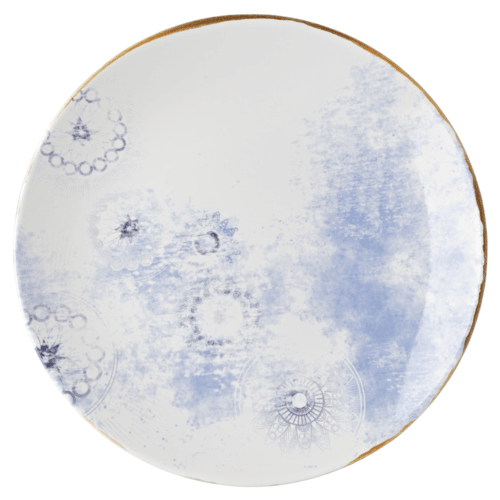 Mikasa 5308776 Serefina 8.2" Stoneware Coupe Plate, White w/ Blue