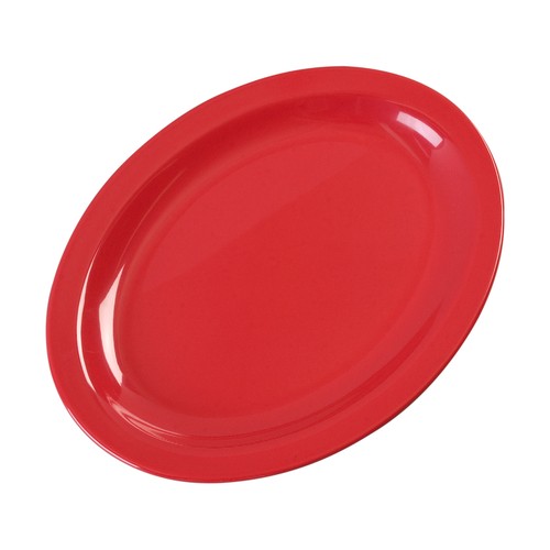 Carlisle KL12705 Kingline™ Melamine Oval Narrow Rim Platter, 12"X9", Red