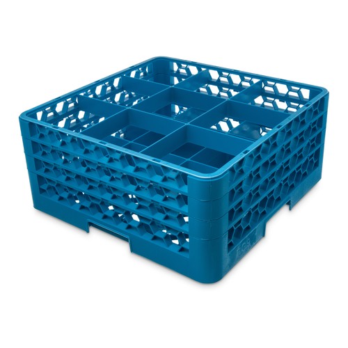 Carlisle RG9-314 Glass Rack, 9-Compartment w/ 3 Extensions, Blue