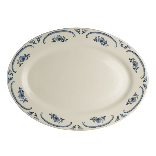 Steelite HL1545035 American Rose Rolled Edge Oval Platter, 10-1/2"X7-1/4", Blue