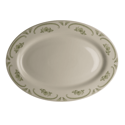 Steelite HL1549885 American Rose Rolled Edge Oval Platter, 10-1/2"X7-1/4", Moss
