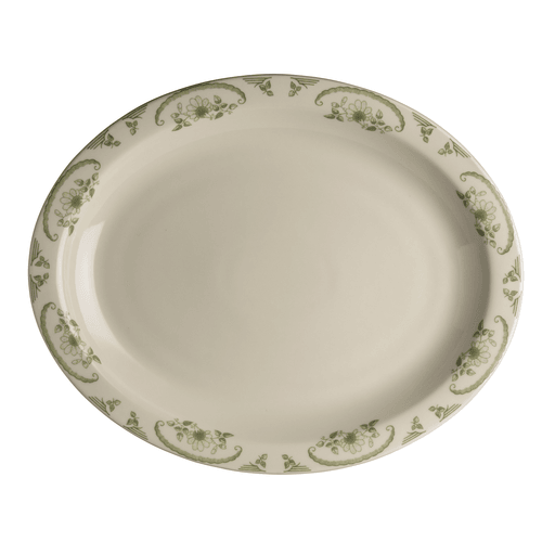Steelite HL2619885 American Rose Narrow Rim Oval Platter, 13-3/4"X11-1/4", Moss