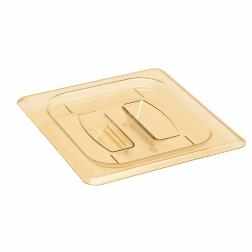 Cambro 60HPCH150 H-Pan High Heat Food Pan Lid w/ Handle, 1/6 Size, Amber