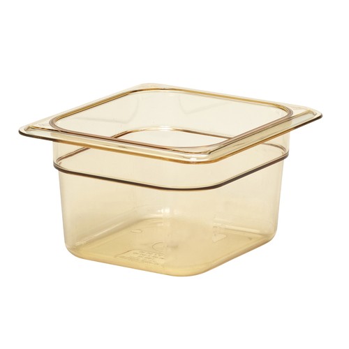 Cambro 64HP150 H-Pan High Heat Food Pan, 1/6 Size, 4" Deep, Amber