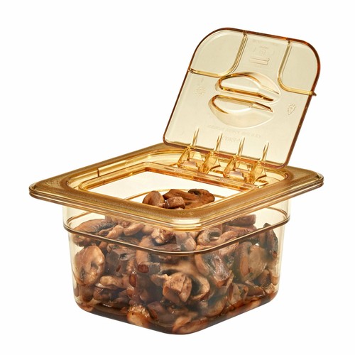 Cambro 60HPL150 H-Pan High Heat Food Pan Flip Lid, 1/6 Size, Amber
