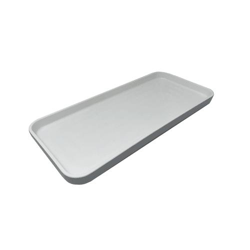 G.E.T. RS-136-WM/GRM Roca Melamine Rectangular Platter, 13"X6", White/Gray