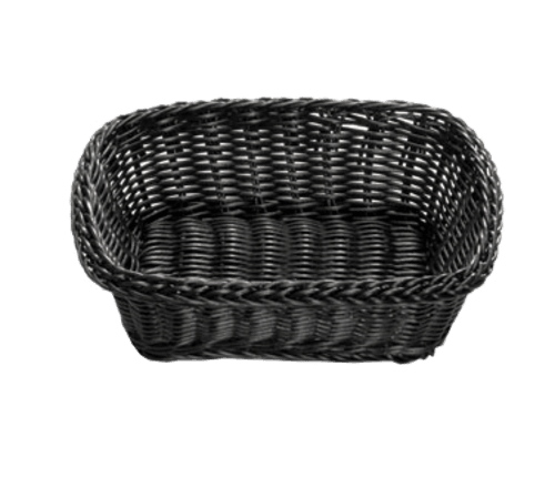 Tablecraft M2485 Woven Ridal Rectangle Basket, 11.75" x8.625"x3", Black