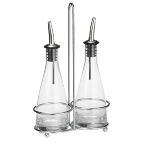 Tablecraft 611N 6oz Siena Oil & Vinegar Glass Set w/ Rack