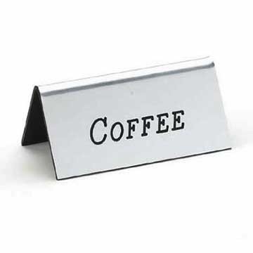 Cal-Mil 228-1-010 "Coffee" 3"x1-1/2" Silver Beverage Tent Sign