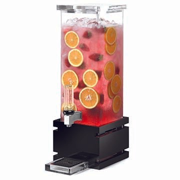 Rosseto LD121 2 Gal Square Clear Acrylic Beverage Dispenser - Black Bamboo