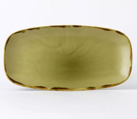 Arc Cardinal HG355 Harvest Green Oblong Chef's Plate, 13-7/8"X7-3/8", Green (Case of 6)