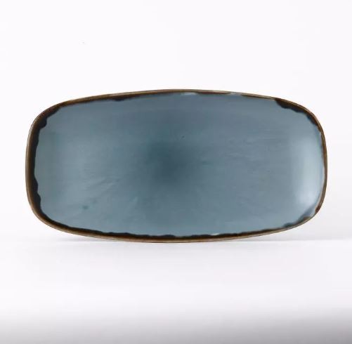 Arc Cardinal HBL35 Harvest Blue Oblong Chef's Plate, 13-7/8"X7-3/8", Blue (Case of 6)