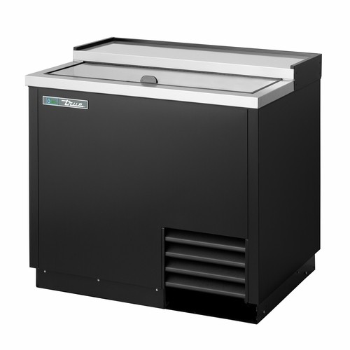 True T-36-GC-HC Solid Slide Lid Glass and Plate Chiller/Froster with 180 Mug Capacity, Black