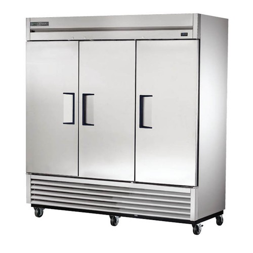 True T-72-HC 78 1/8" Three Solid Swing Door Reach-In Refrigerator