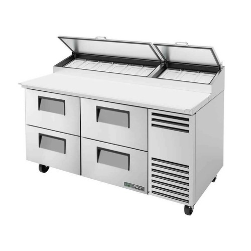 True TPP-AT-67D-4-HC 67" Two Drawer, Solid Door Pizza Prep Table w/ Refrigerated Base