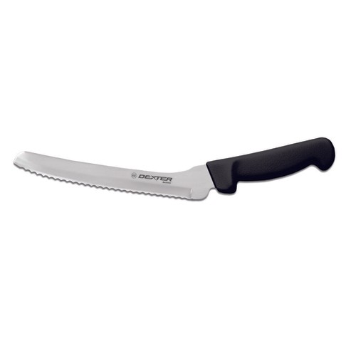 Dexter Russell 31606B Basics® Offset Bread Knife, Scalloped, 8", Black