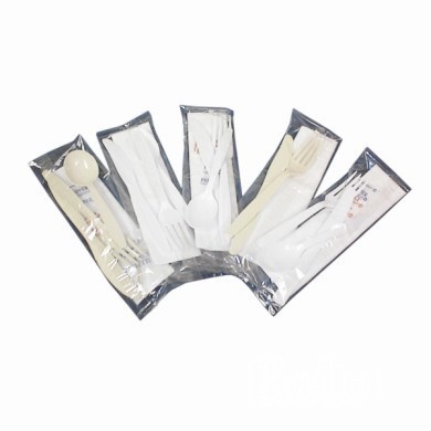 Max Packaging 70 40 W White Plastic Cutlery Kits - F/K/S (Case of 500)