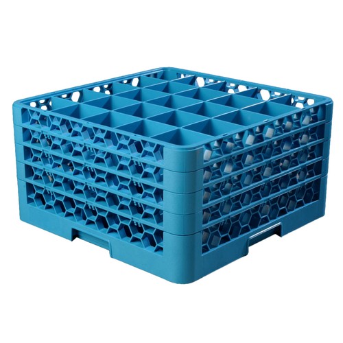 Carlisle RG25-414 OptiClean Glass Rack, 25-compartments, Full Size, Blue