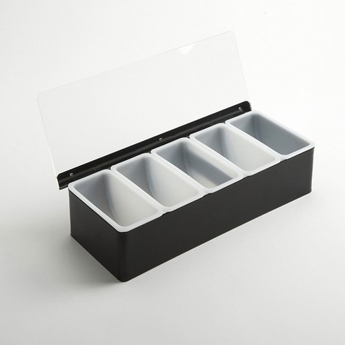 American Metalcraft CDB5 Condiment Holder, 5 (16oz) Compartments, Black