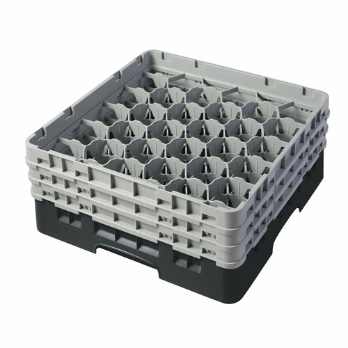 Cambro 30S638110 Camrack Glass Rack, 30 Compartments, Full Size, Black/Gray