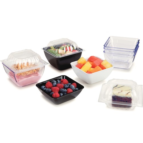 Dinex DXSB1207 Plastic Square Bowl, 12oz, Clear (Case of 48)