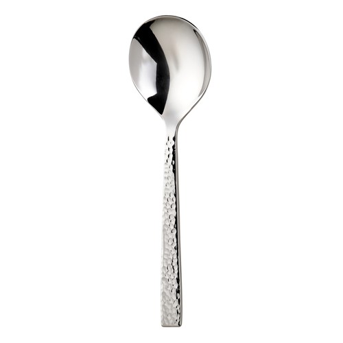 Oneida B327SBLF Chef's Table Hammered™ 18/0 Stainless Steel Bouillon Spoon, 6-1/4" (Case of 12)