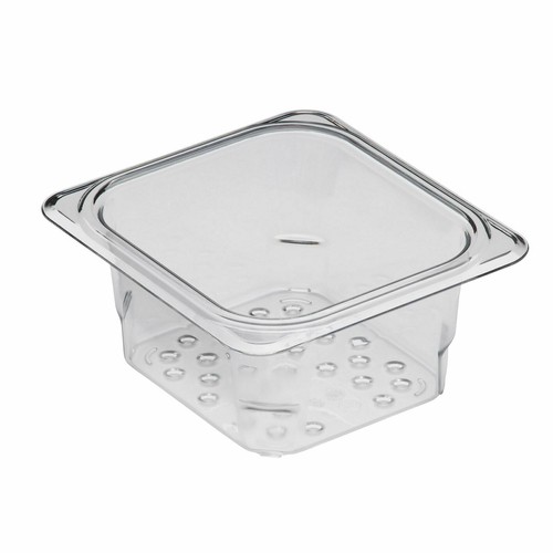 Cambro 63CLRCW135 Camwear® Food Pan Colander, 1/6 Size, 3" Deep, Clear