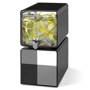Rosseto LD188 Lucid Cuboid 2 Gal Black Acrylic Beverage Dispenser