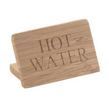 Cal-Mil 606-3 "Hot Water" Bamboo Finish Beverage Sign