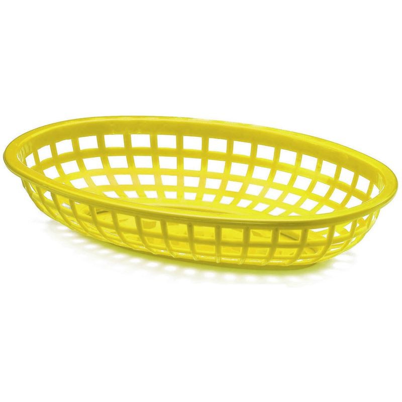 Tablecraft 1074Y Classic Plastic Oval Basket, 9-3/8"X6"X1-7/8", Yellow